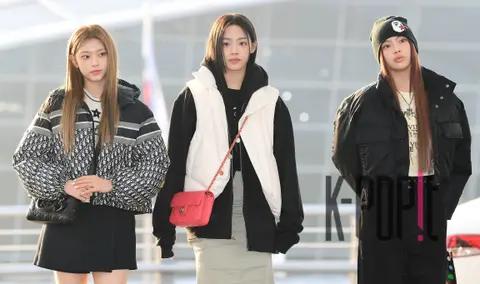 HAERIN (NewJeans), Minji, Hyein — Airport