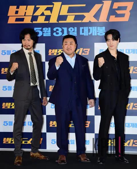 Aoki Munetaka, Ma Dong-seok, Lee Jun-hyuk — Crime City 3 Press Screening